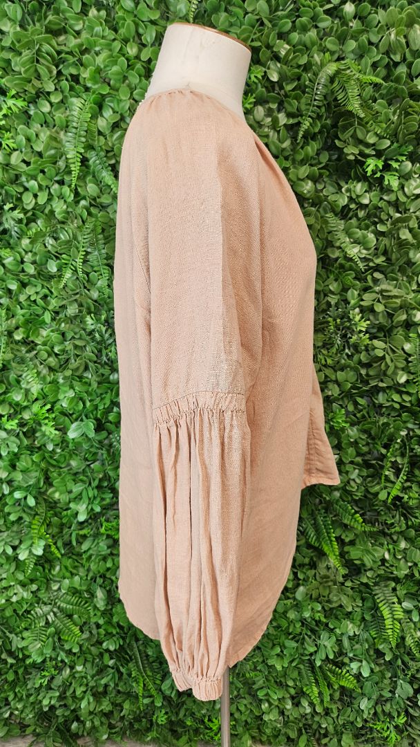 The Shanty Tan Oversized Linen Top (14-16)