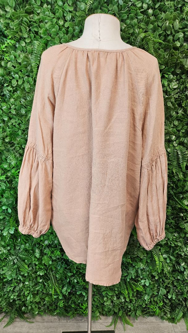 The Shanty Tan Oversized Linen Top (14-16)