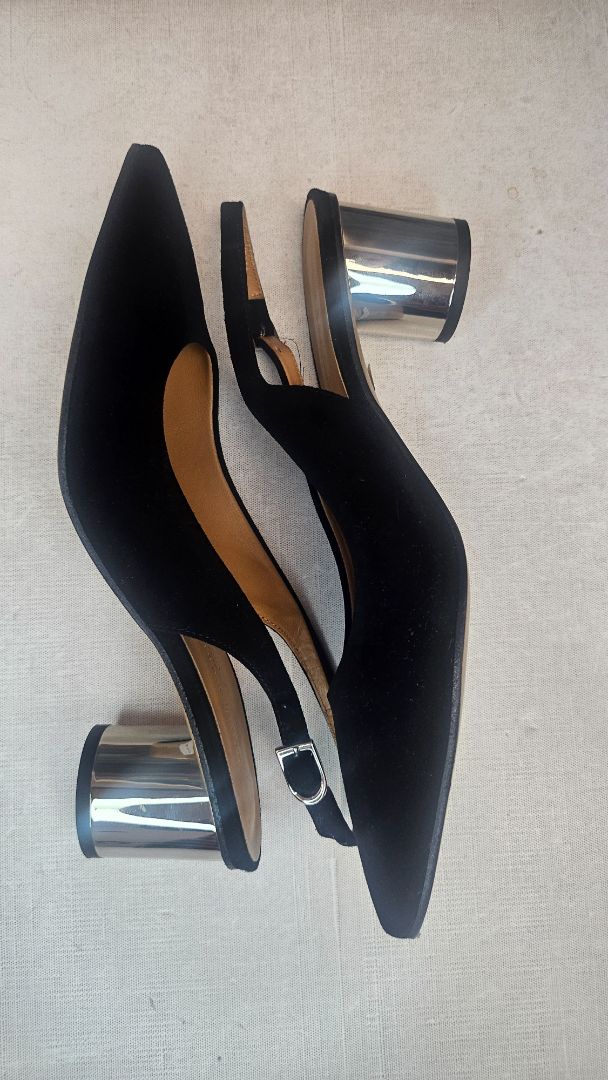 Moda di Fausto Black Suede Slingback (40)