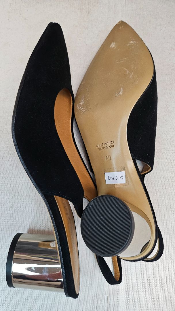 Moda di Fausto Black Suede Slingback (40)