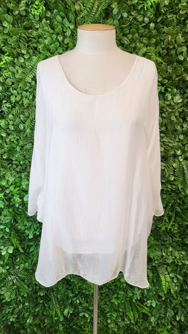 Made In Italy Off White Floaty Top (8-10)