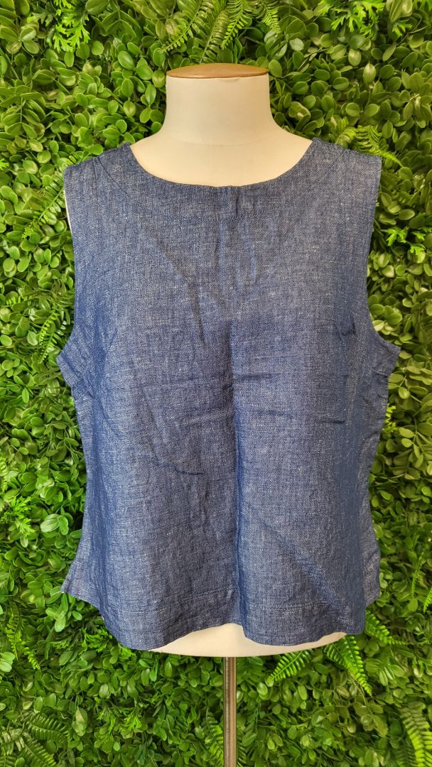 Paul Costelloe Collection Blue Linen Tank (14)