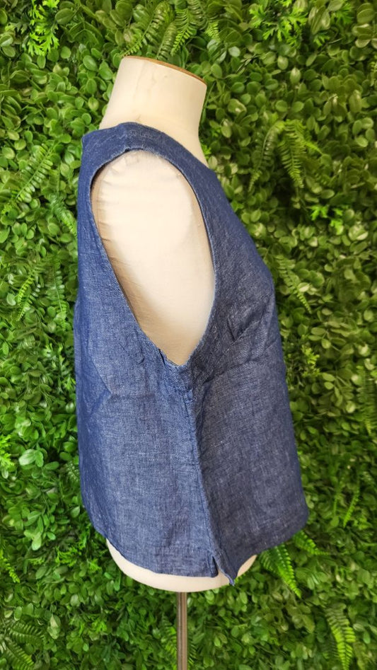 Paul Costelloe Collection Blue Linen Tank (14)