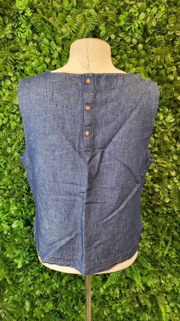 Paul Costelloe Collection Blue Linen Tank (14)