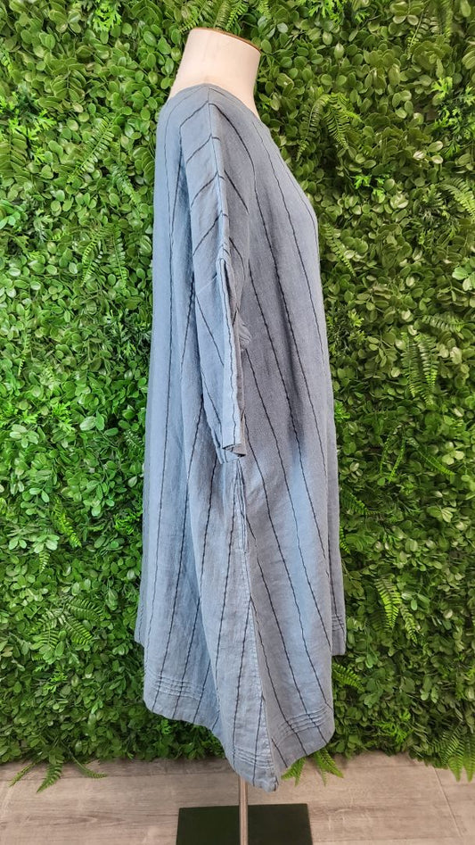 Smile Clothing Stripe Linen Shift Dress (12-14)