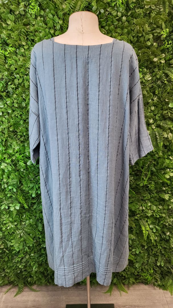 Smile Clothing Stripe Linen Shift Dress (12-14)