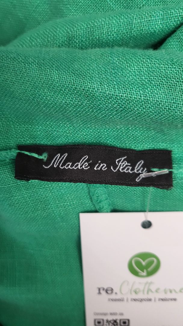 Made In Italy Green Linen Collar Top (10-16)