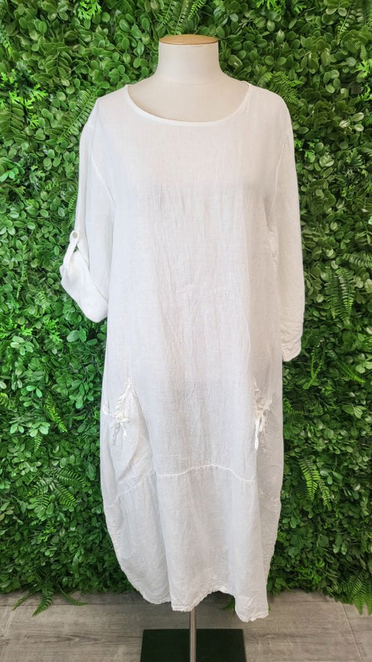 Made In Italy White Linen Dress (12)