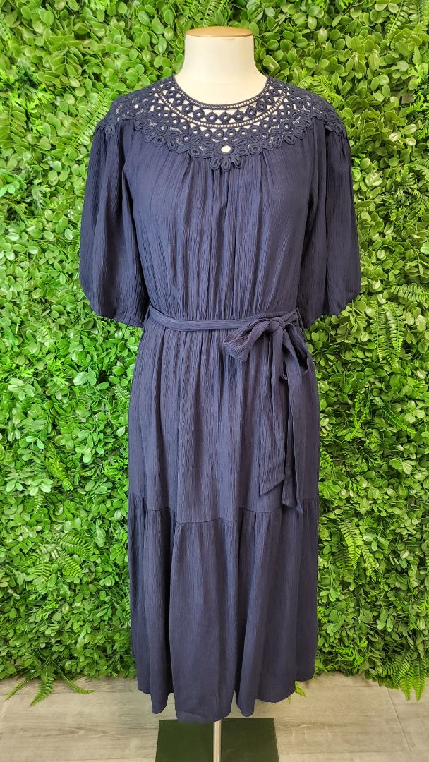 Witchery Navy Braid Yoke Dress (10)