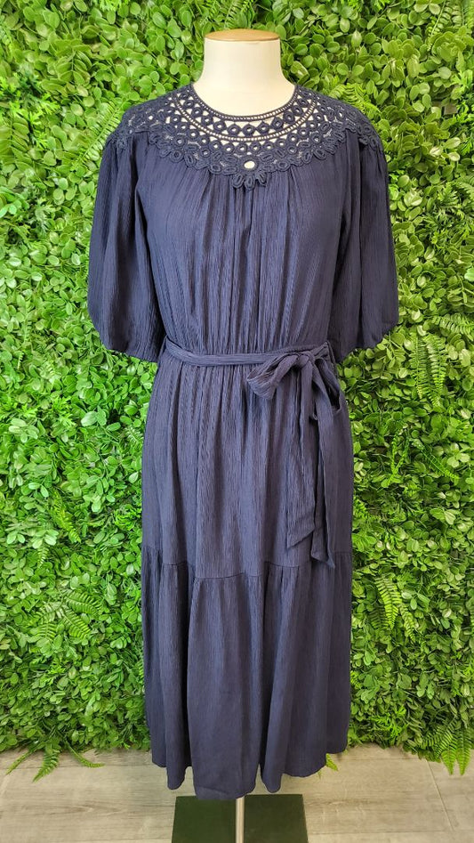 Witchery Navy Braid Yoke Dress (10)