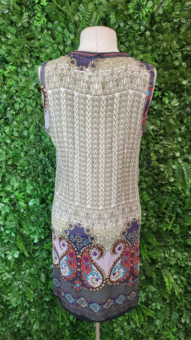 Loobies Story Retro Print Beaded Silk Tunic (8)