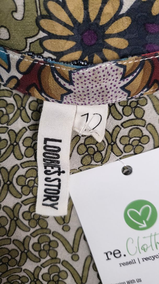 Loobies Story Retro Print Beaded Silk Tunic (8)
