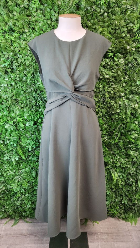 Veronika Maine Olive Twist Front Dress (8)