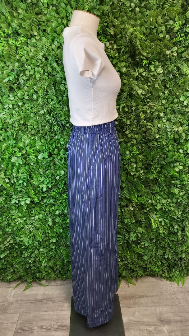 Kate Sylvester Blue Stripe Wide Leg Pant (14)
