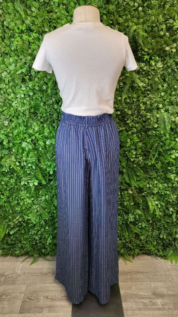 Kate Sylvester Blue Stripe Wide Leg Pant (14)