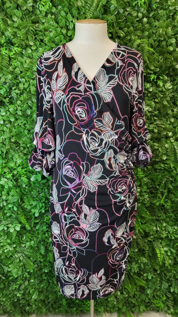 Joseph Ribkoff Floral Ruffle Sleeved Dress (12)
