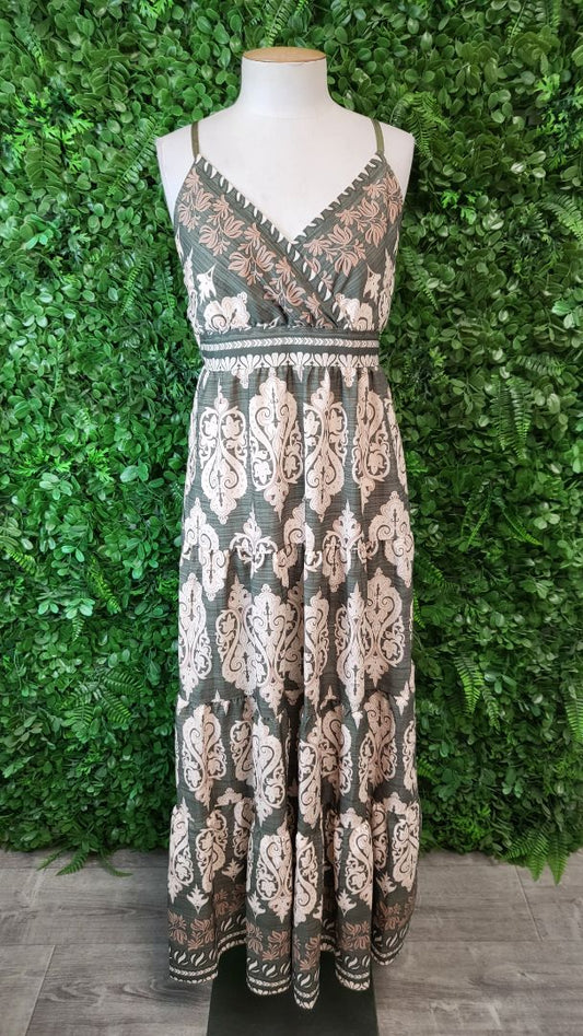 Unknown Green Print Sun Dress (12)