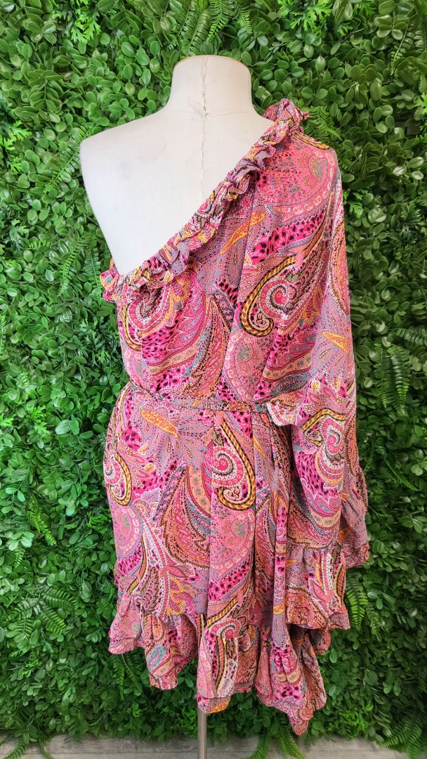Augustine Print Frill Off Shoulder Dress (16)