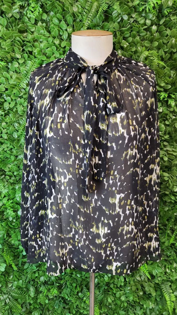 Molly Bracken Black Tie Neck Top (8-10)