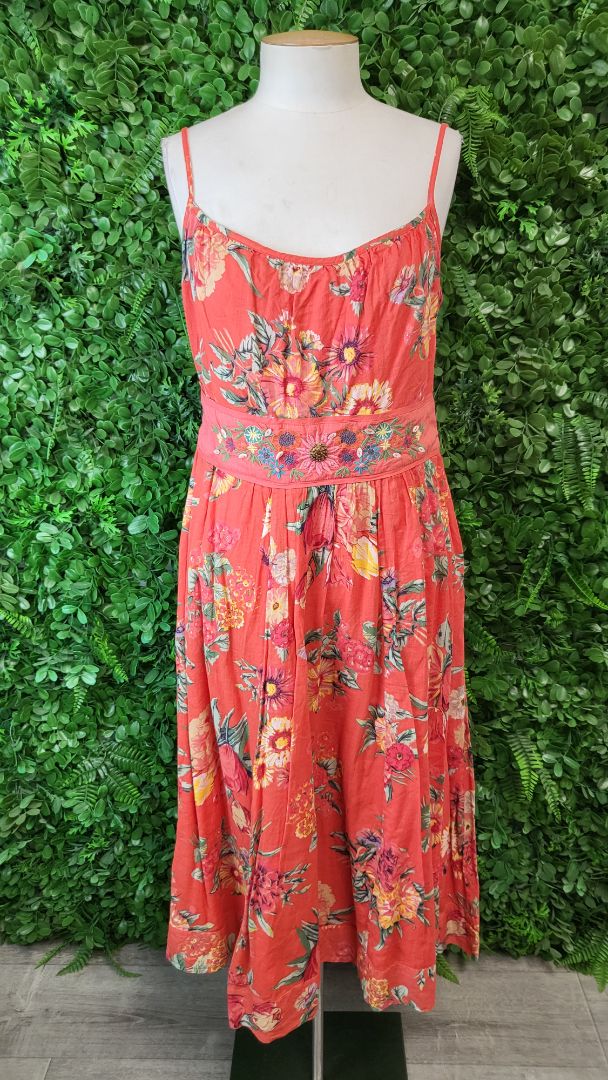 Monsoon Coral Orange Sundress BNWT (14)