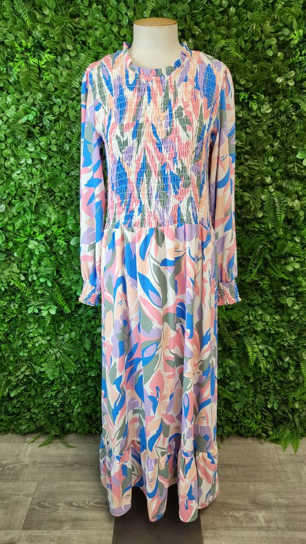 Stella Royal Print Shirred Maxi Dress (16)