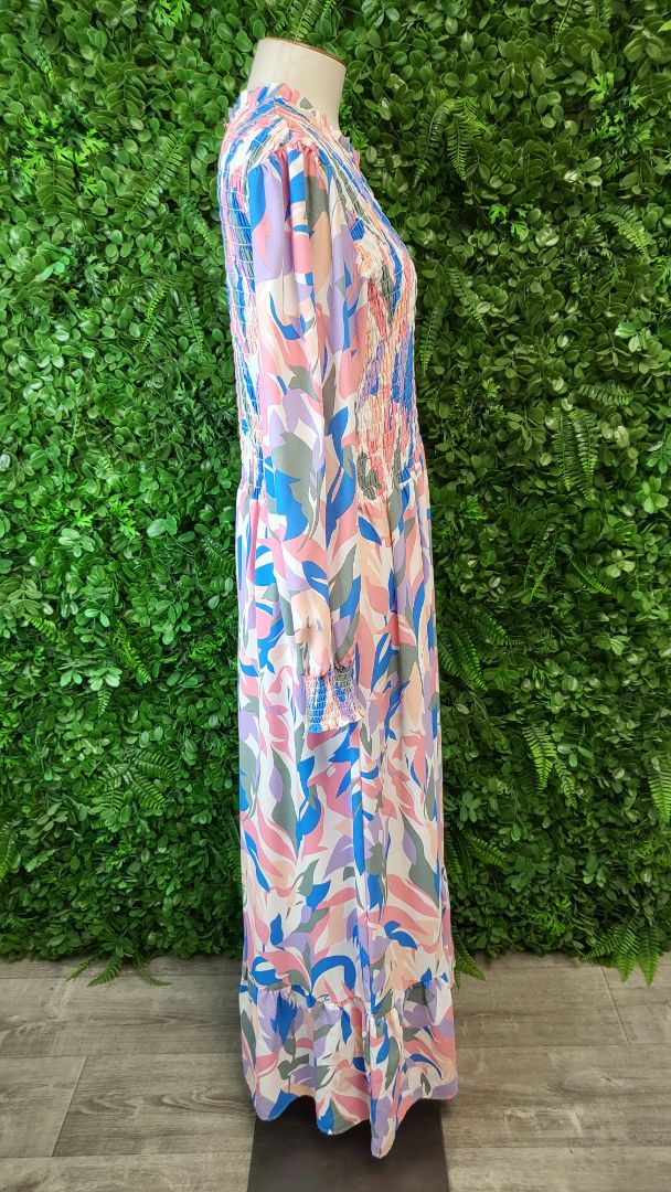 Stella Royal Print Shirred Maxi Dress (16)