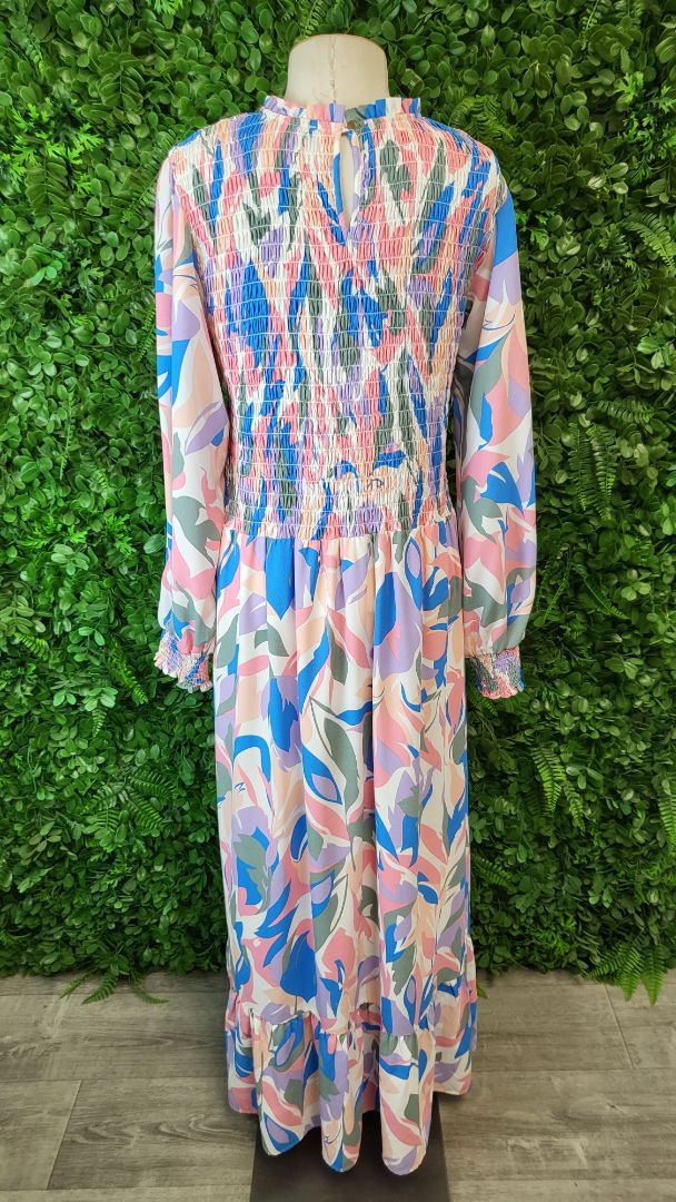 Stella Royal Print Shirred Maxi Dress (16)