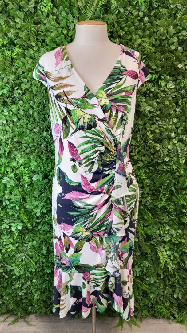 Joseph Ribkoff Tropical Print Tropical Wrap Dress (12)