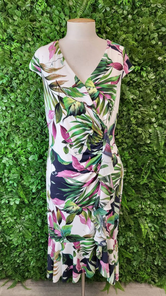 Joseph Ribkoff Tropical Print Tropical Wrap Dress (12)