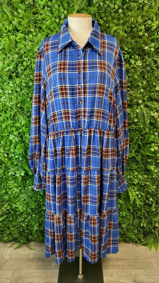 Friday Flamingo Check Collar Dress (22-24)