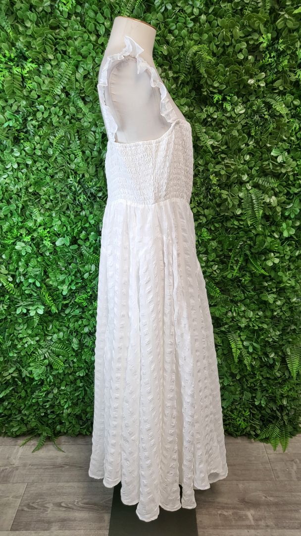 Augustine White Shirred Sundress (16)