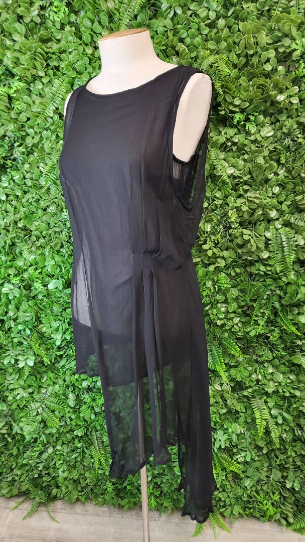 Taylor Black Silk Asymmetrical Top (8-10)