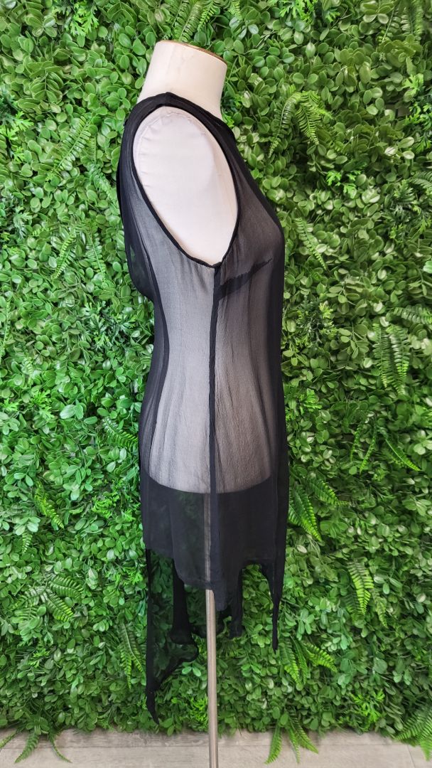 Taylor Black Silk Asymmetrical Top (8-10)