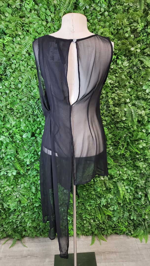 Taylor Black Silk Asymmetrical Top (8-10)