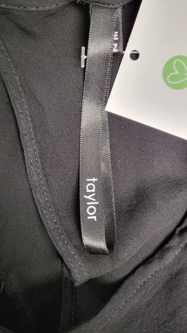 Taylor Black Silk Asymmetrical Top (8-10)