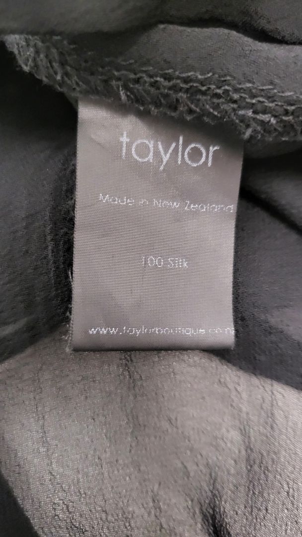 Taylor Black Silk Asymmetrical Top (8-10)