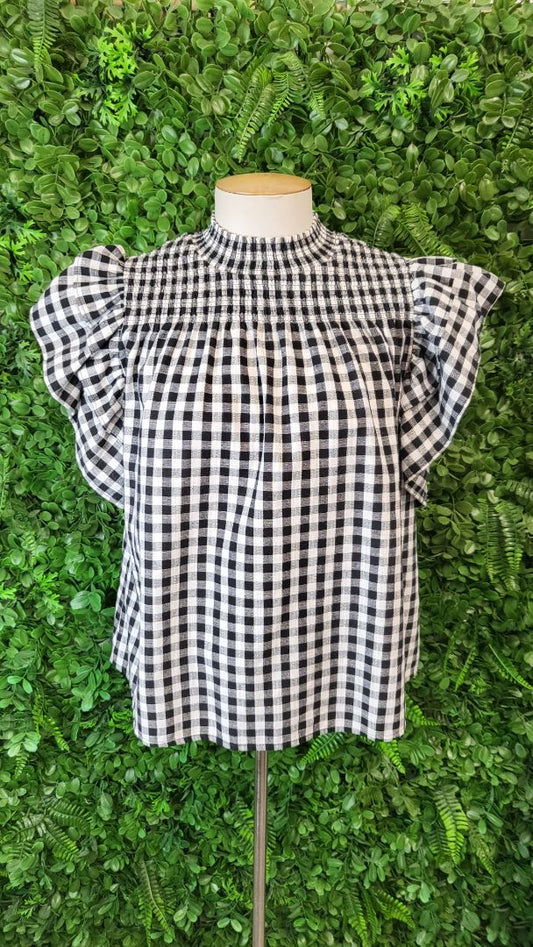 XLabel Gingham Frill Sleeve Top (8-10)