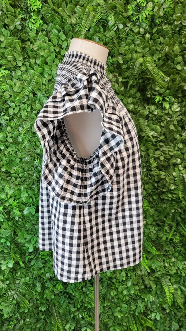 XLabel Gingham Frill Sleeve Top (8-10)