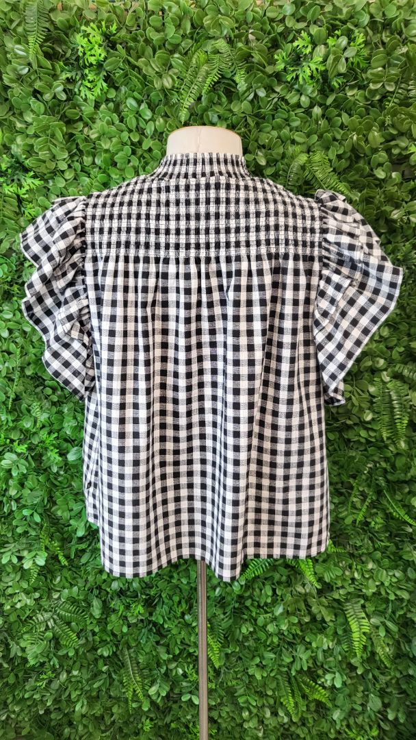 XLabel Gingham Frill Sleeve Top (8-10)