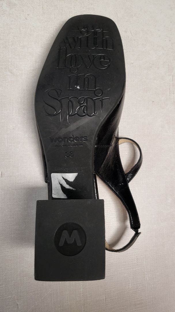 Wonders Black Slingback Heels (38)
