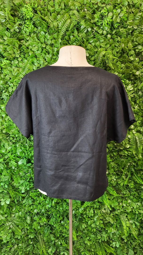 Flaxbloom Black Linen Top (10)
