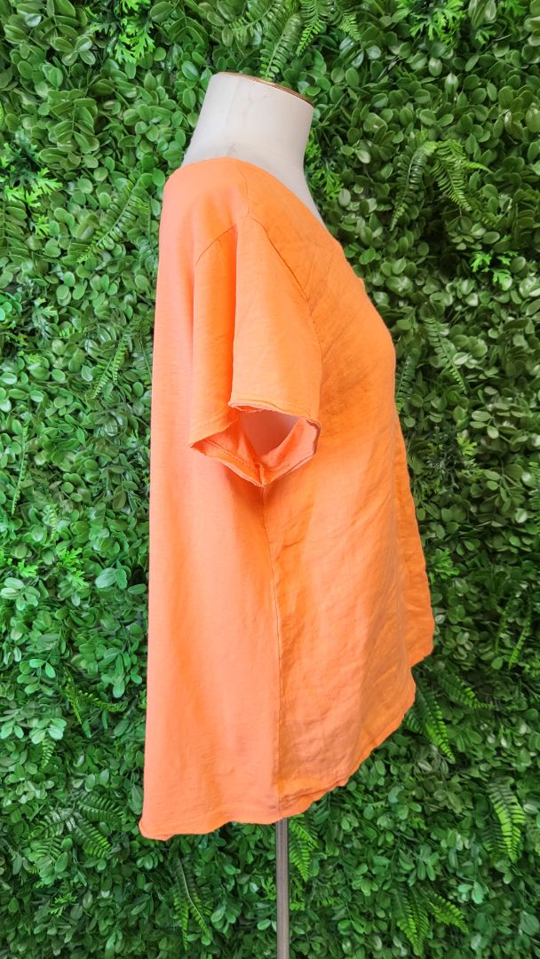 Made In Italy Orange Linen Top (10-12)
