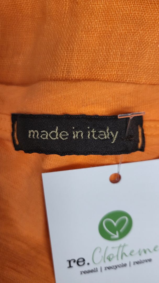 Made In Italy Orange Linen Top (10-12)