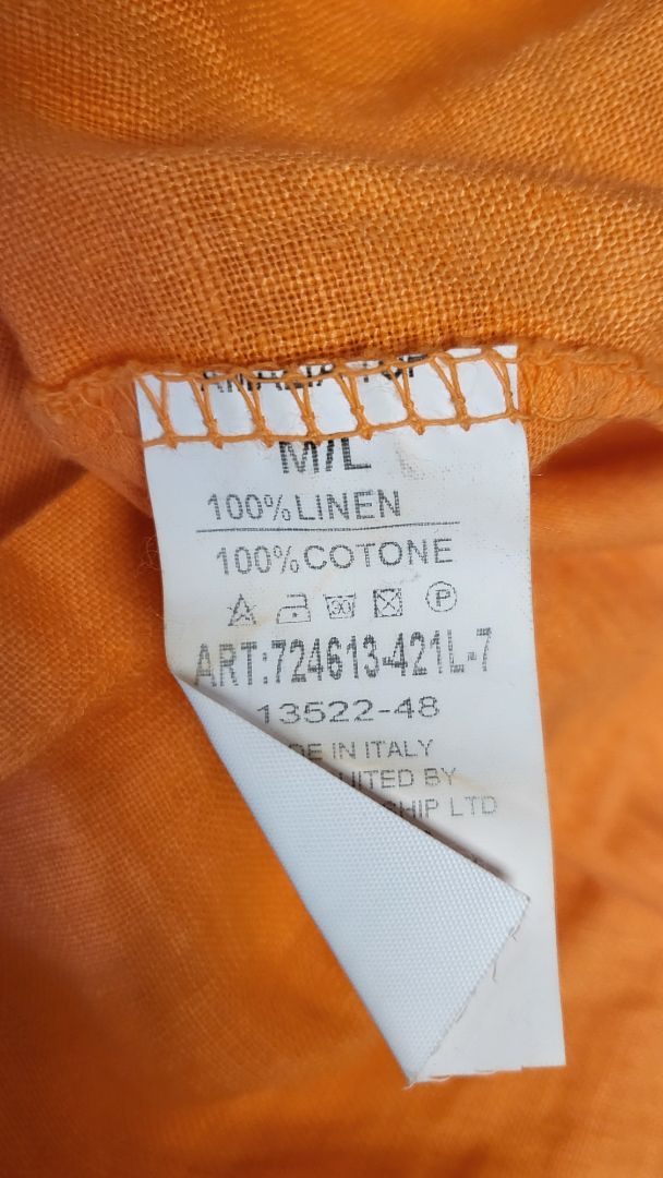 Made In Italy Orange Linen Top (10-12)