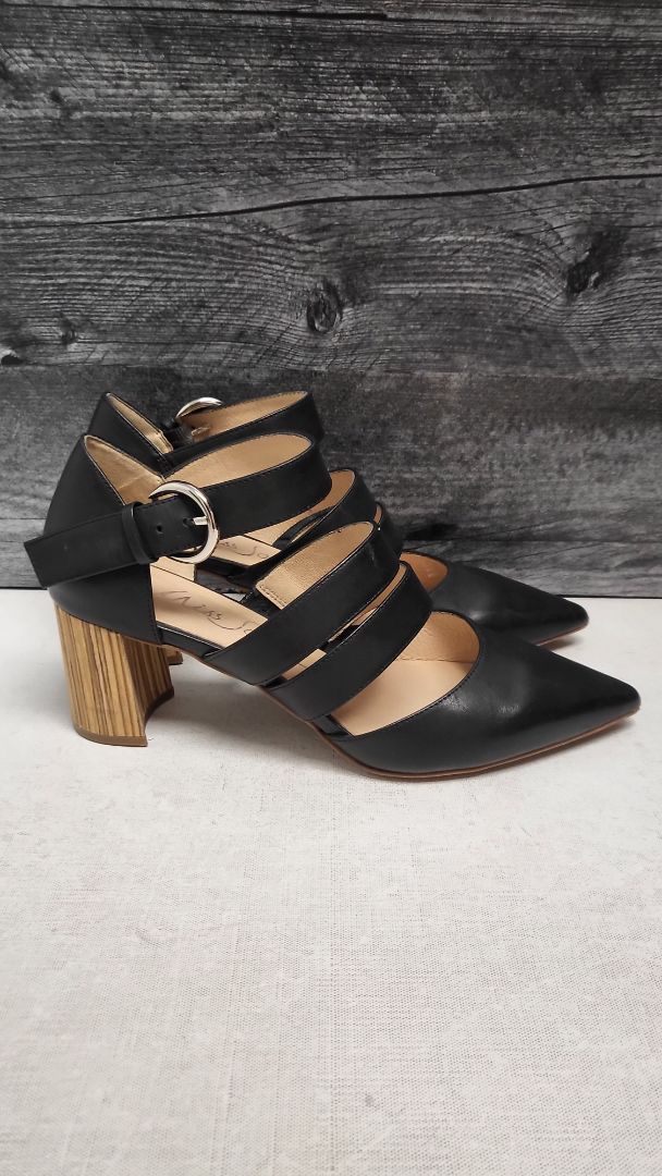 Miss Sofie Black Multi Strap Heels (38)
