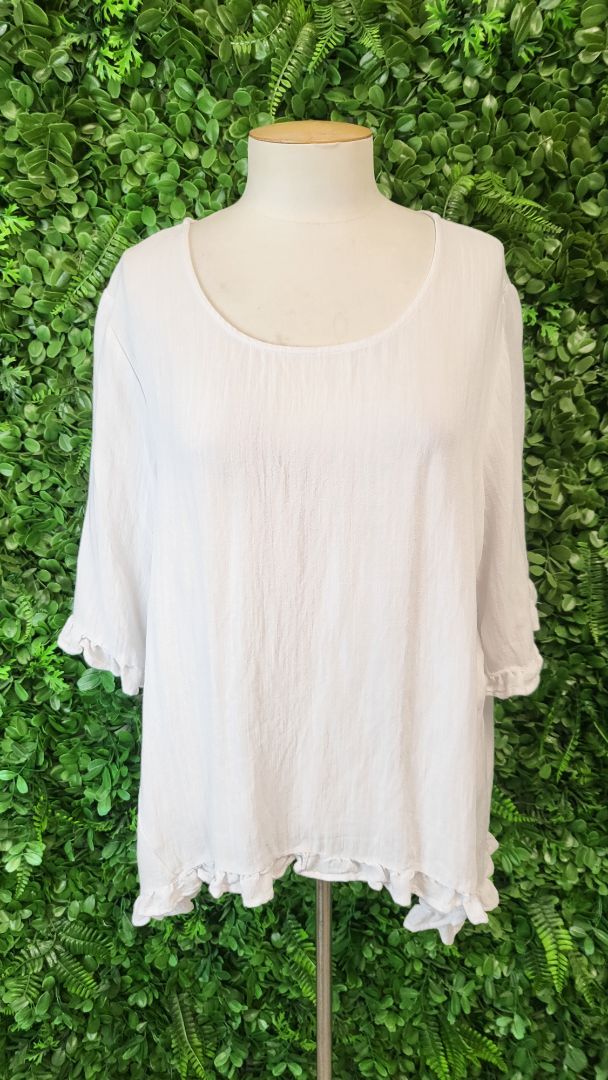 Willow Tree White Frill Sleeve Top (18)