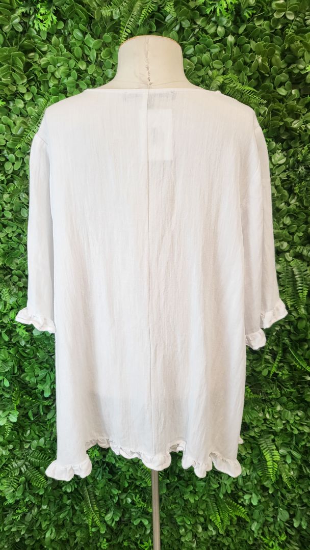 Willow Tree White Frill Sleeve Top (18)