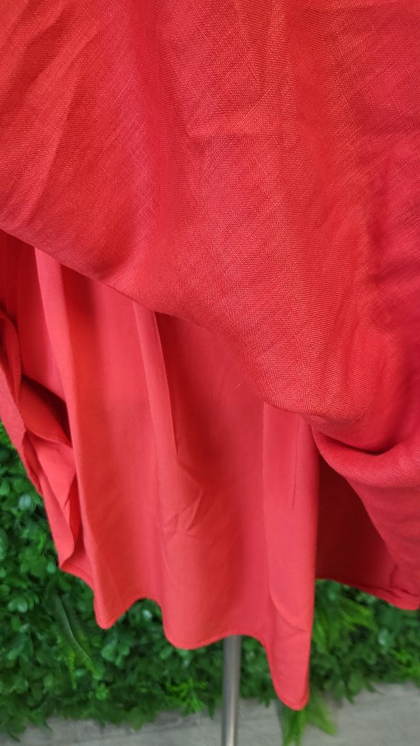 Forever New Red Linen Mini Dress (10-12)