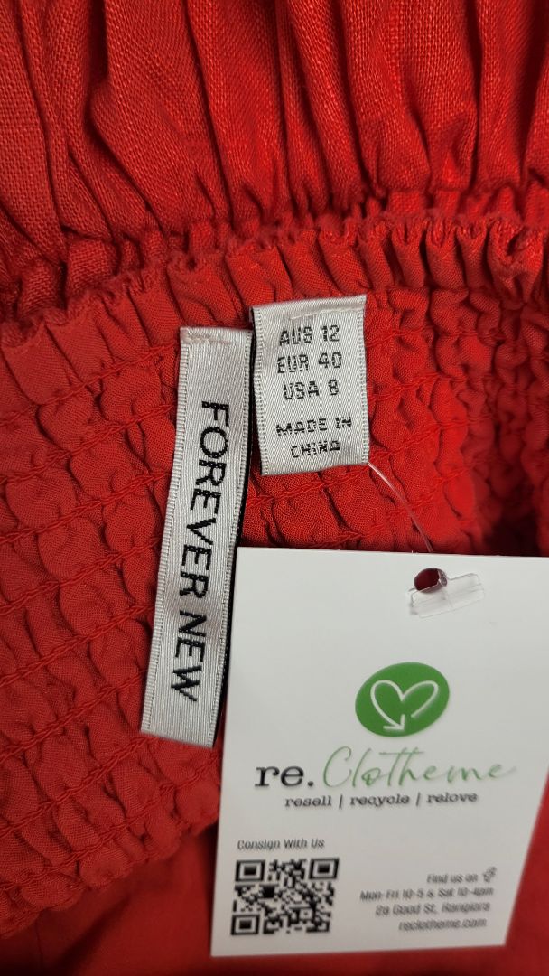 Forever New Red Linen Mini Dress (10-12)