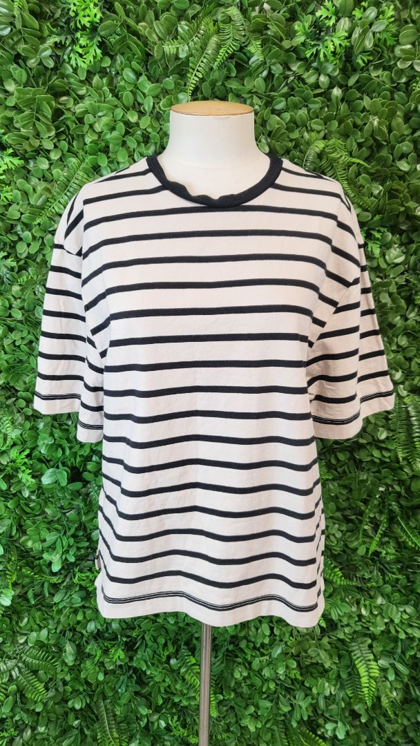 Taylor Sport Stripe Casual Tee Taupe/Black
